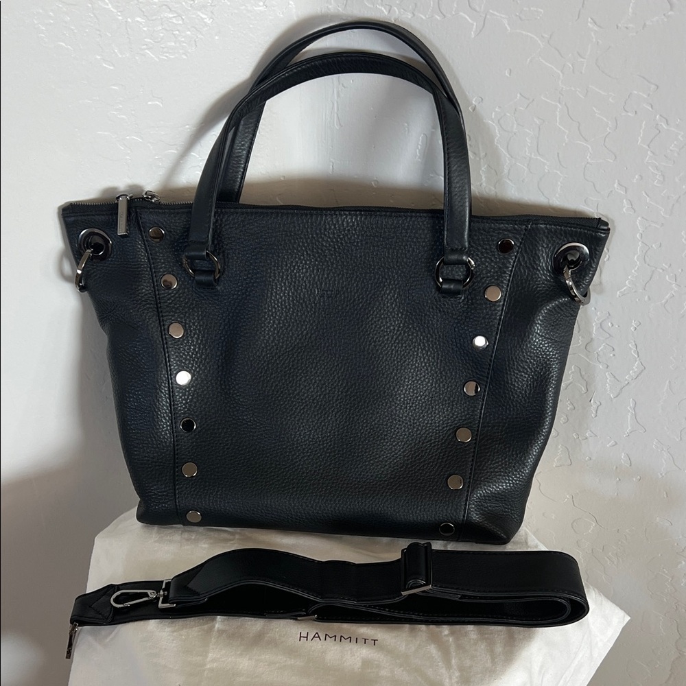 Hammitt Large Daniel Black Studded Leather Tote gunmetal